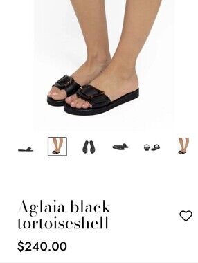 NEW Ancient Greek Sandals Aglaia Black Slide Sandals with Tortoiseshell Buckle 7